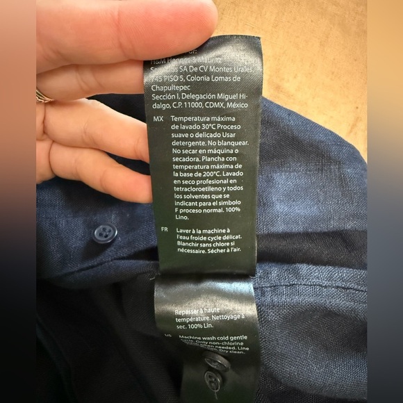 COS linen navy blue basic long sleeve button down shirt - Picture 8 of 8